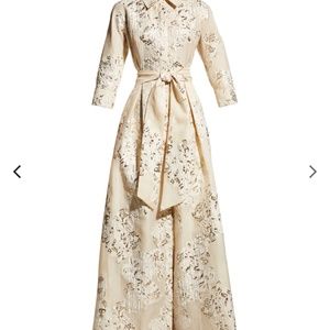 Rickie Freeman for Tery Jon Belted Jacquard Shirtdress Gown. Champagne size 8.